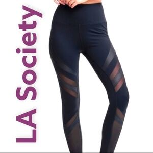 LA SOCIETY Oxygen Diagonal Mesh Leggings, Size Small
